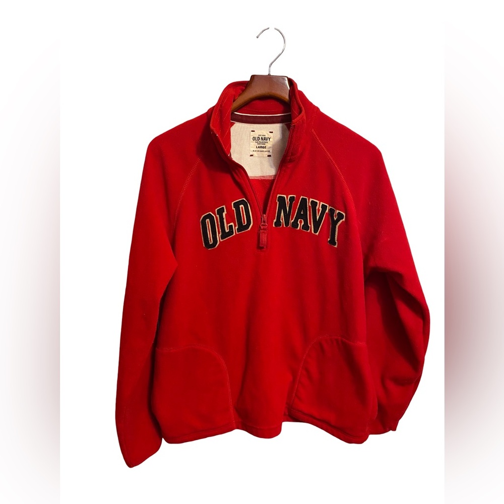 Old Navy Y2K Fleece 1/4 Zip Fleece Mens Large Embroidered Large Spell Out
